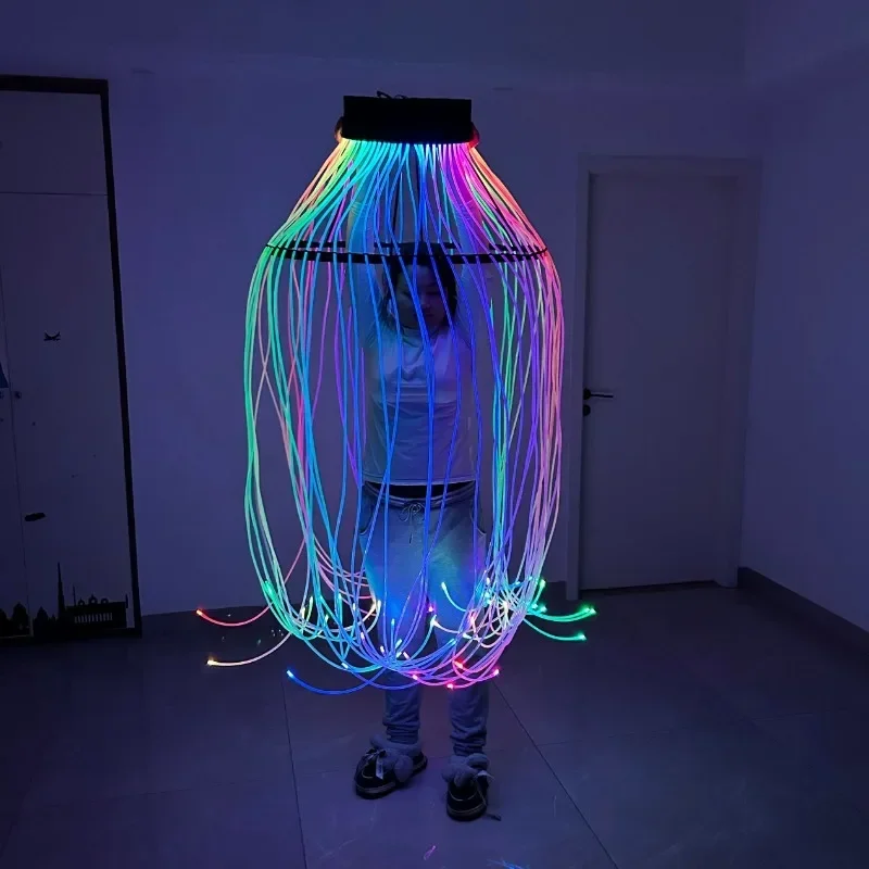 

LED Rotate Lamp Dance Rotating Props Full Color Luminous Fiber Dance Props Jellyfish Circus Guide Light Strip Party Rave Stage