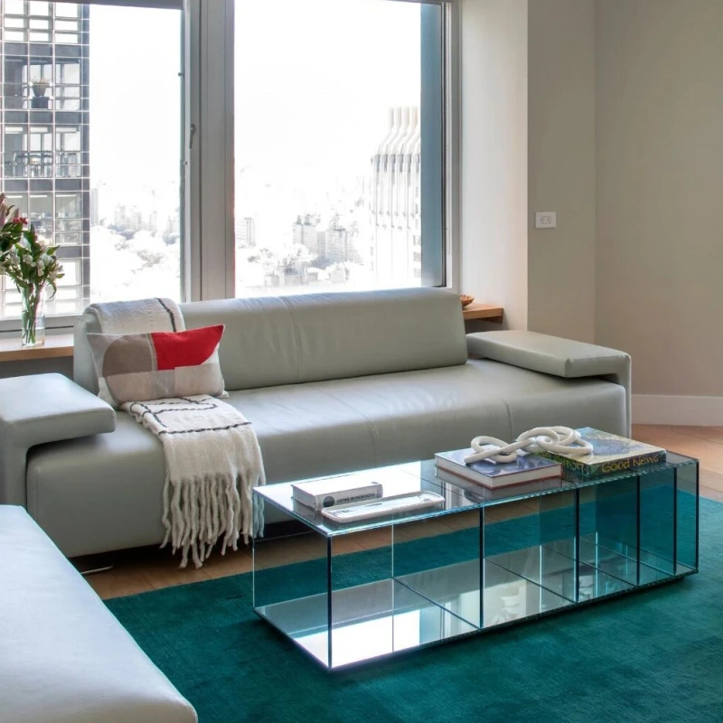 Italian modern coffee table creative minimalist designer high-end small apartment living room rectangular glass low table