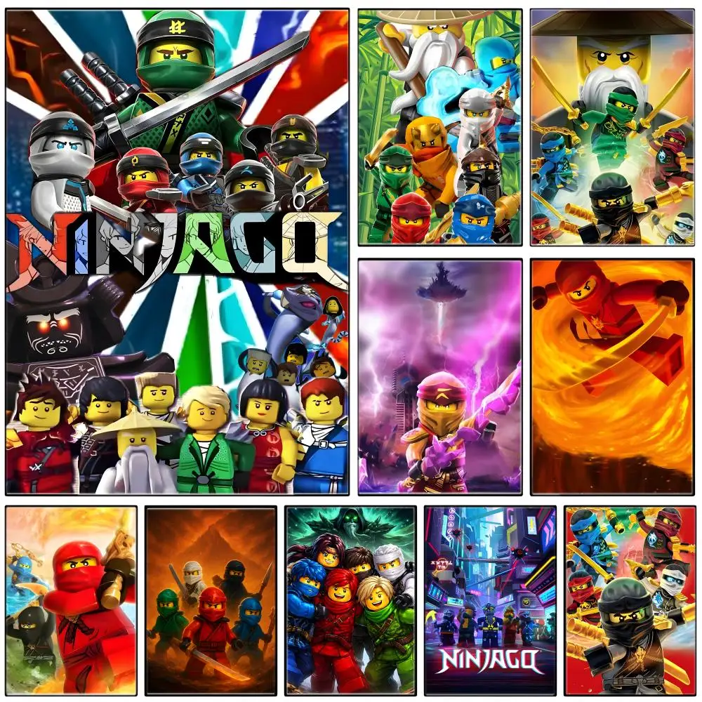 Anime N-Ninjago Poster  Self-adhesive Art Waterproof Paper Sticker Coffee House Bar Room Wall Decor