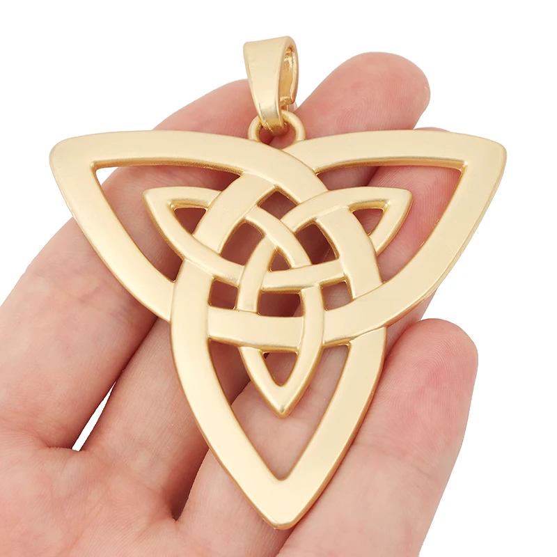 1 x Matte Gold Color Large Celtics Knot Trinity Triquetra Charms Pendants for Necklace Jewelry Making Findings