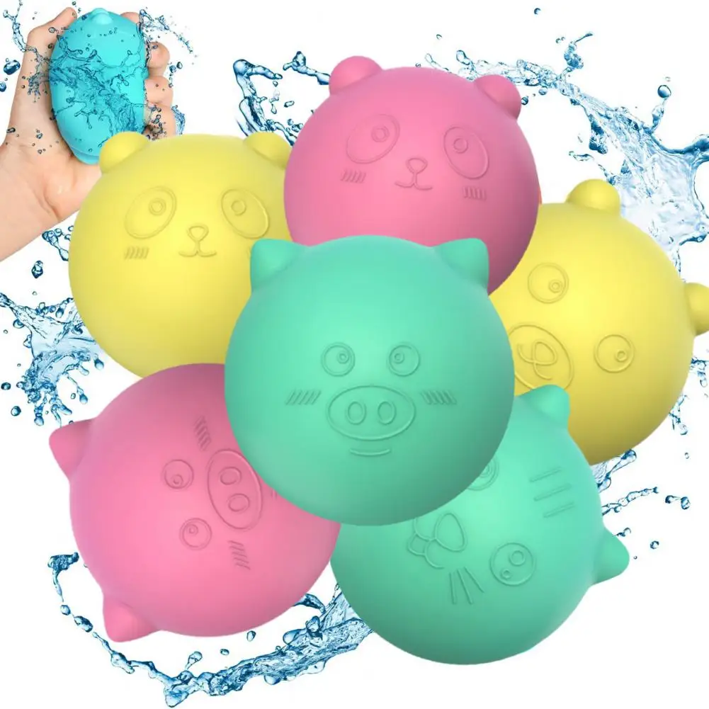 

Reusable Water Balloons Water Ball Toy 6-pack Reusable Silicone Water Balloons for Outdoor Summer Activities Fun Splash for Kids