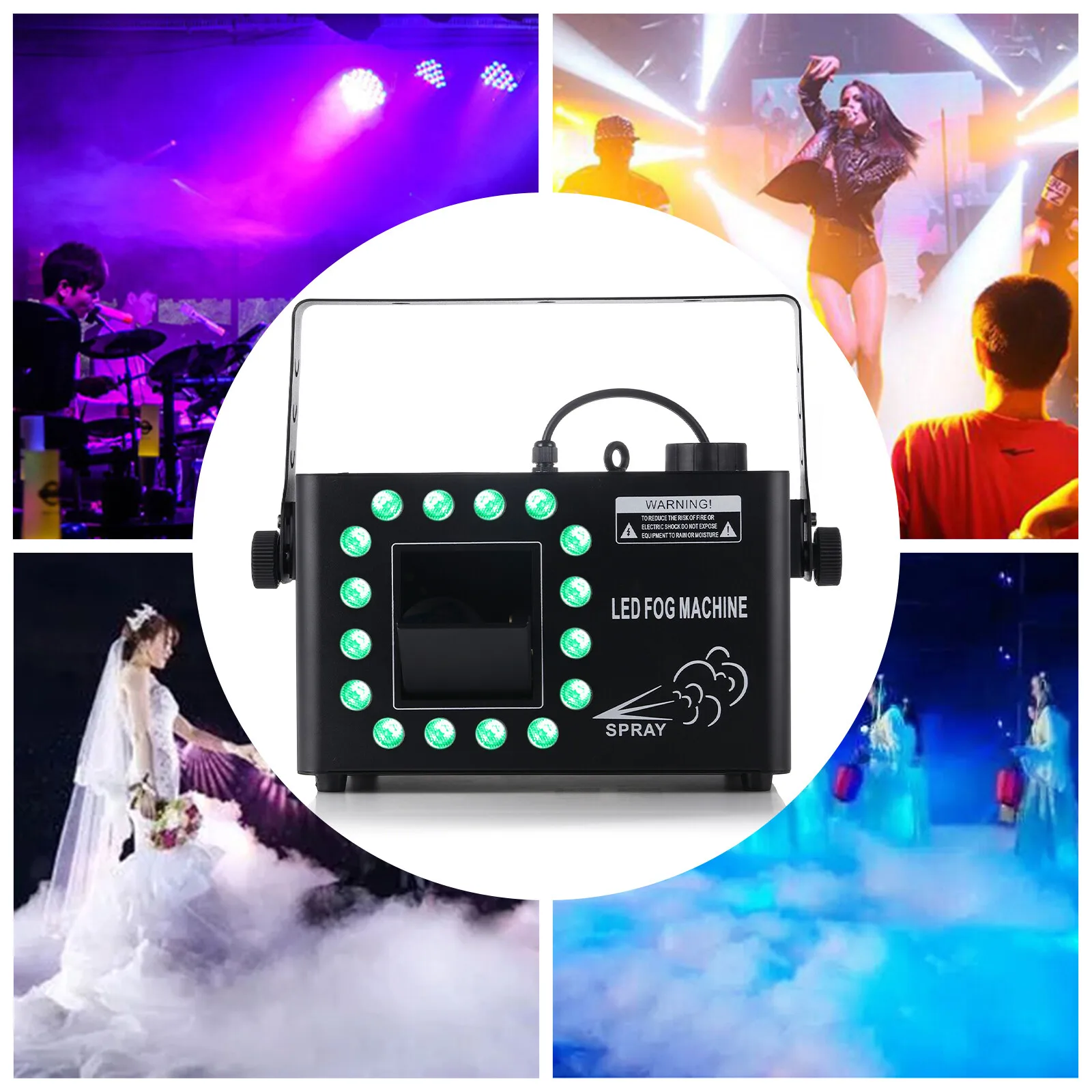 

1500W Low-Profile Hazer & Smoke Machine w/48W LED Lights - Pro DJ, Theater & Stage DMX Effect