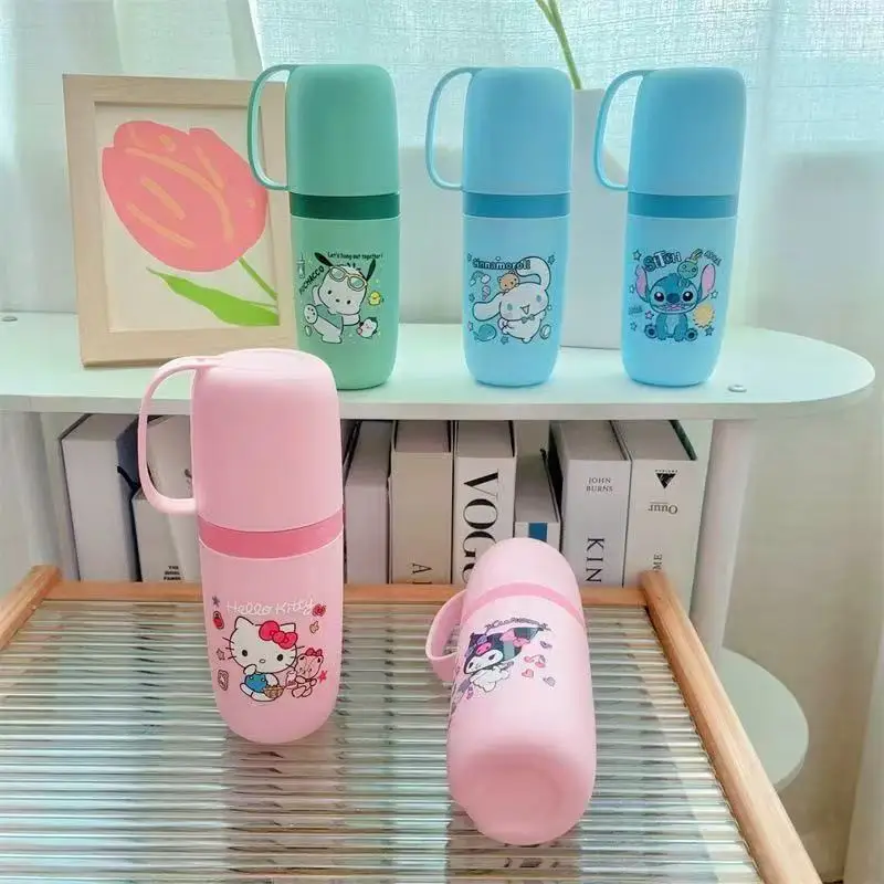 Anime Hello Kitty Kuromi, gobelet de voyage portable pratique, Cinnamoroll Melody, boîte de rangement anti-poussière, cadeaux d'anniversaire