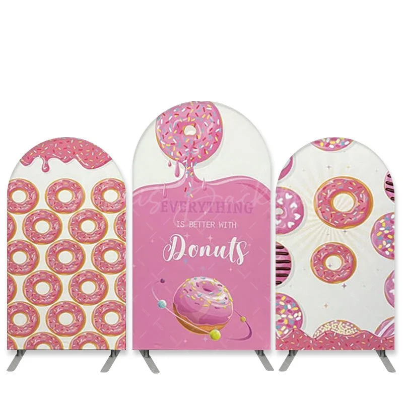 Donut Birthday Backdrop for Girls Sweet Donuts Decorations Kids Birthday Donut Grow Up Party Cake Table Banner Photo