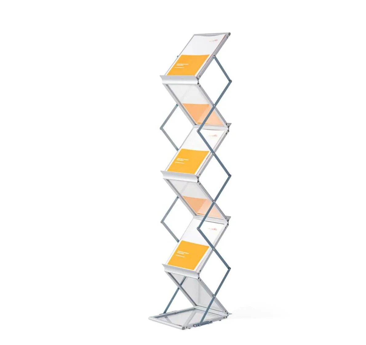 

A4 Floor Standing foldable acrylic metal Magazine display rack Metal Magazine Brochure Holder