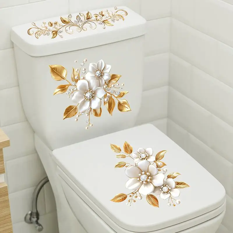 Modern Golden Flower Aesthetic  for Living Room Luxury Home Decor Removable Wall Mural Bedroom Accent