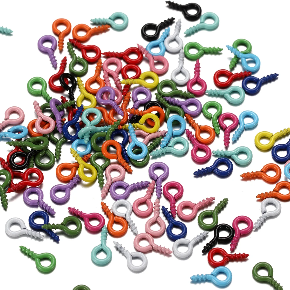 

200Pcs/lot 4*8mm Colorful Small Tiny Mini Eye Pins Eyepins Hooks Eyelets Screw For DIY Jewelry Making Supplies Accessories
