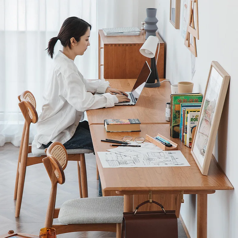 

Многофункциональный домашний стол из массива дерева, комбинированный компьютерный стол для учебы, японский стиль