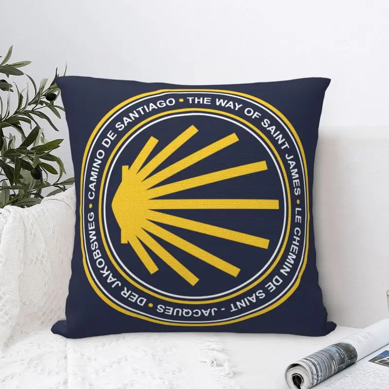Custom Shell Jacket Camino De Santiago Navy Shield Pillow Case Nordic Cushion Cover Velvet Pillowcase