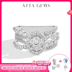 ATTAGEMS Oval Cut 1.0CT Moissanite Rings Full D VVS1 Diamond S925 Sterling Silver for Women Engagement Bride Jewelry Luxury Gift