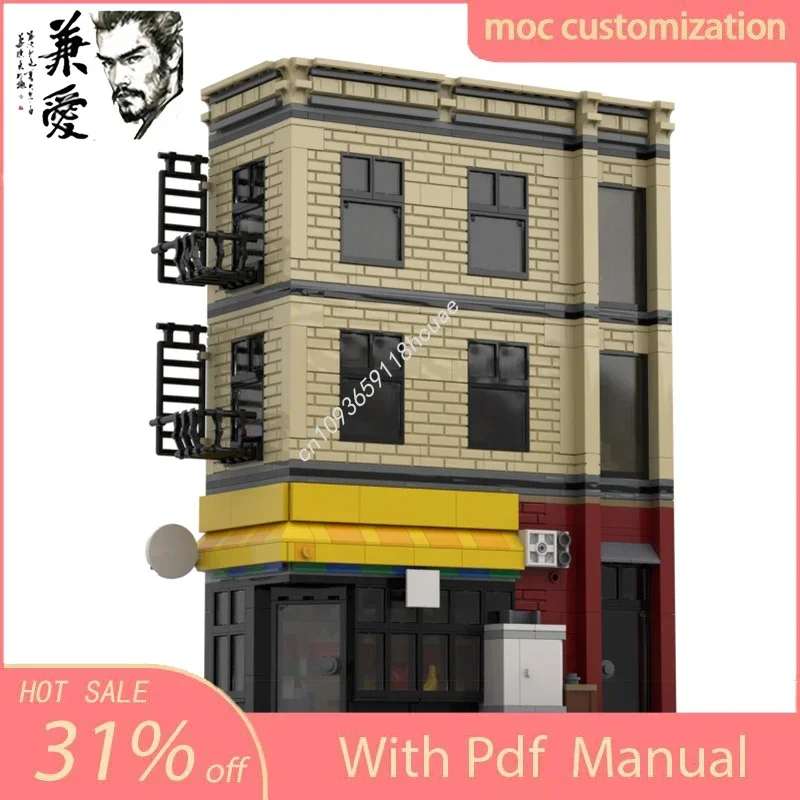

MOC Custom Modular Building Apt & Deli Street View Model Building Block Diy Creative Assembly Educational Bricks Kid present