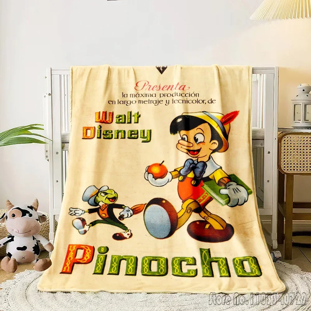 Pinocchio Cartoon 3D Printed Home Cute Kids Blanket Throw for Bed Sofa Decor Fleece Nap Blankets Boys Girls Children Gift