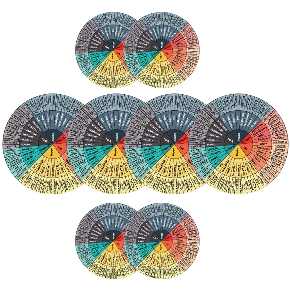 8Pcs Emotional Feeling Wheel Stickers PVC Self Adhesive Creative Scrapbooking Stickers Laptop Computer Luggage Decorative Decals