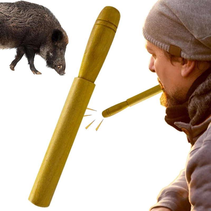 Wooden Wild Hog Caller Tool Professional Grade Boar Whistle Attracting Device With Natural Sound for Hunting Trips Adults