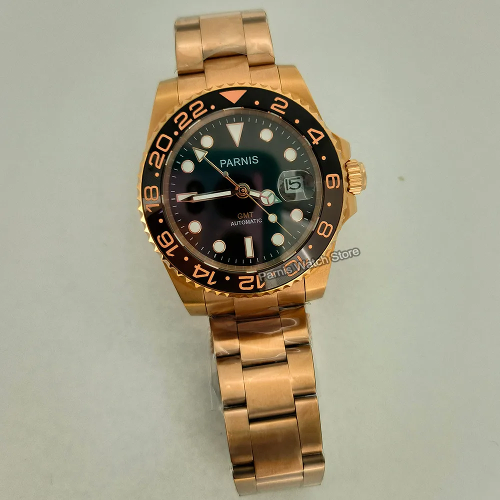 Parhéritage-Montre existent Gstuff pour Homme, Verre Saphir, Lunette Rotative, Or Rose, Document, 40mm