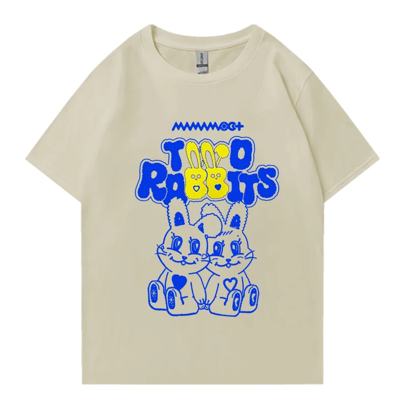 2024 Kpop Mamamoo Two Rabbits Album print T shirt Men Women Fashion Y2k short sleeve T-shirts Unisex summer 100% Cotton Tops