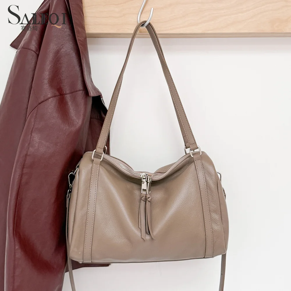 

Genuine Soft Leather Fashion Women's Shoulder Crossbody Bags Luxury Designer Brand Ladies Handbag for Woman Cowhide Female Tote