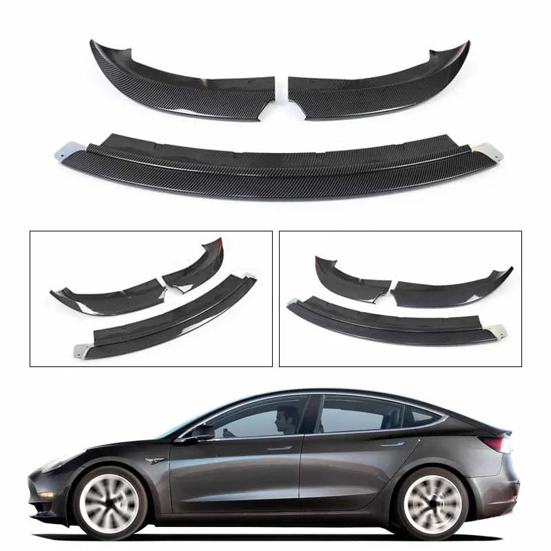 Model 3 Sports Front Shovel Front Lip Baking Paint Carbon Fiber Pattern Exterior Decoration Modification Accessories