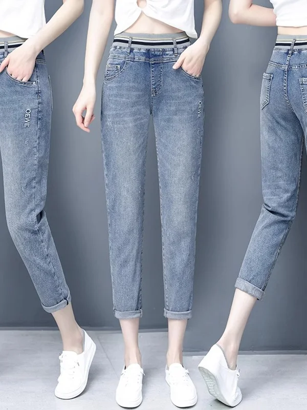 

Летние тонкие джинсовые джинсы с высокой талией, средней длины, восьминадцать брюк, женские брюки для папы Sle Old School светло-голубого цвета, брюки Харлан