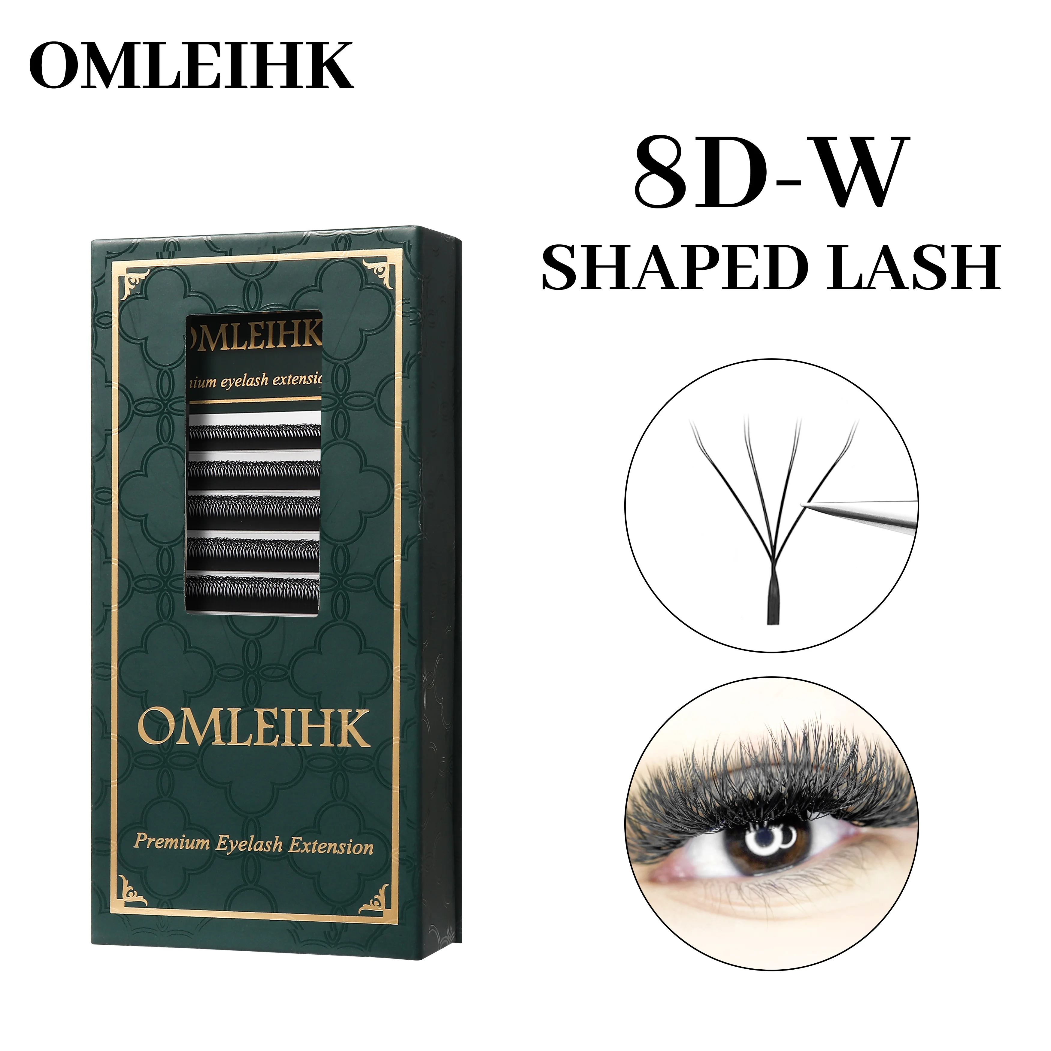 OMLEIHK 8D W (Duplo 4D) 속눈썹 연장 부드럽고 가벼운 볼륨 속눈썹 자연스러운 룩 전문 살롱 사용