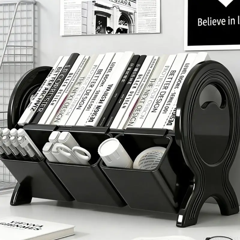 D5BB Slanted Bookend with Multiple Slots Pen Container For Pens Files And Book