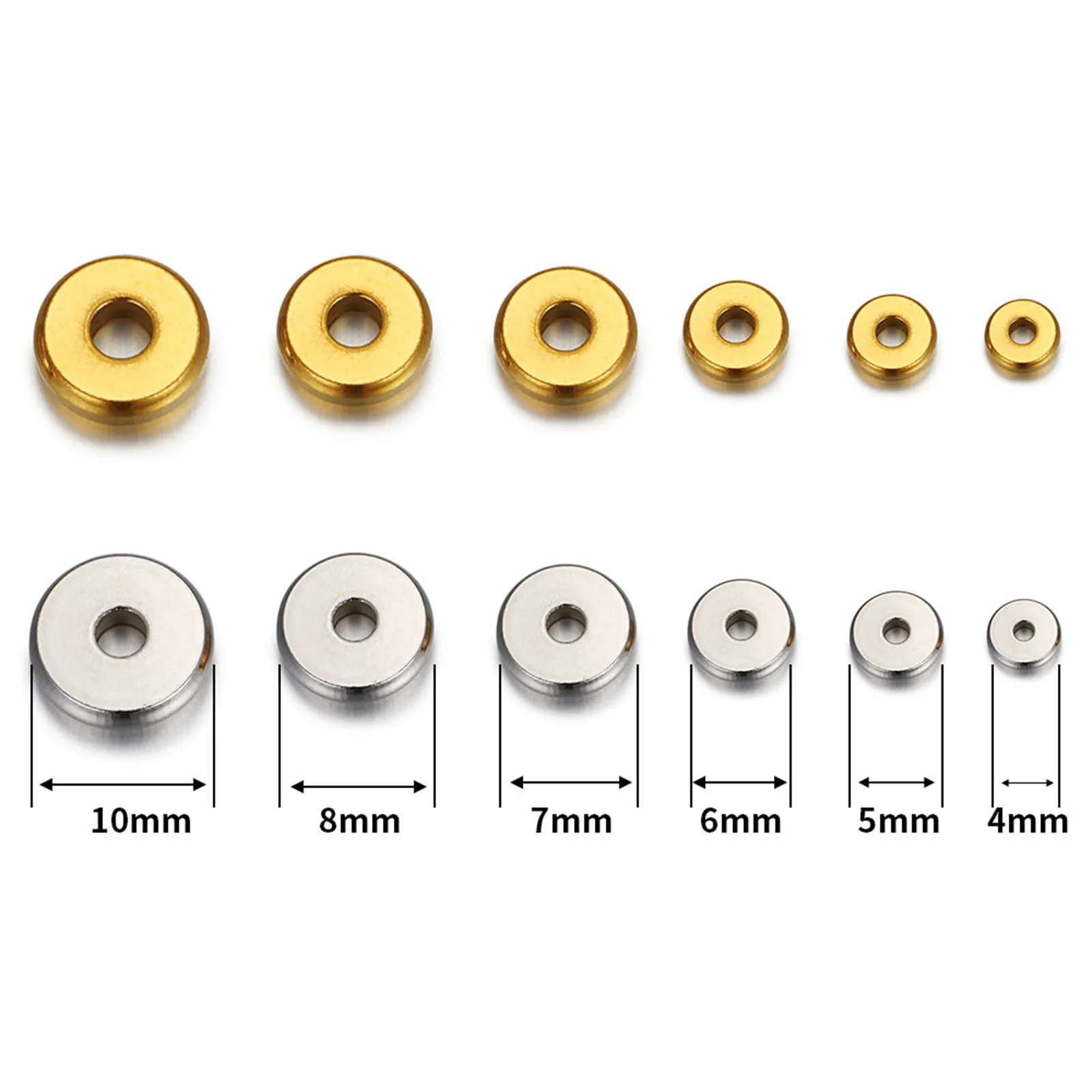 20/50PCs 304 Stainless Steel Flat Round Spacer Beads Separators Beads For Jewelry Making Metal Gold/Silver Color Diy Accessories