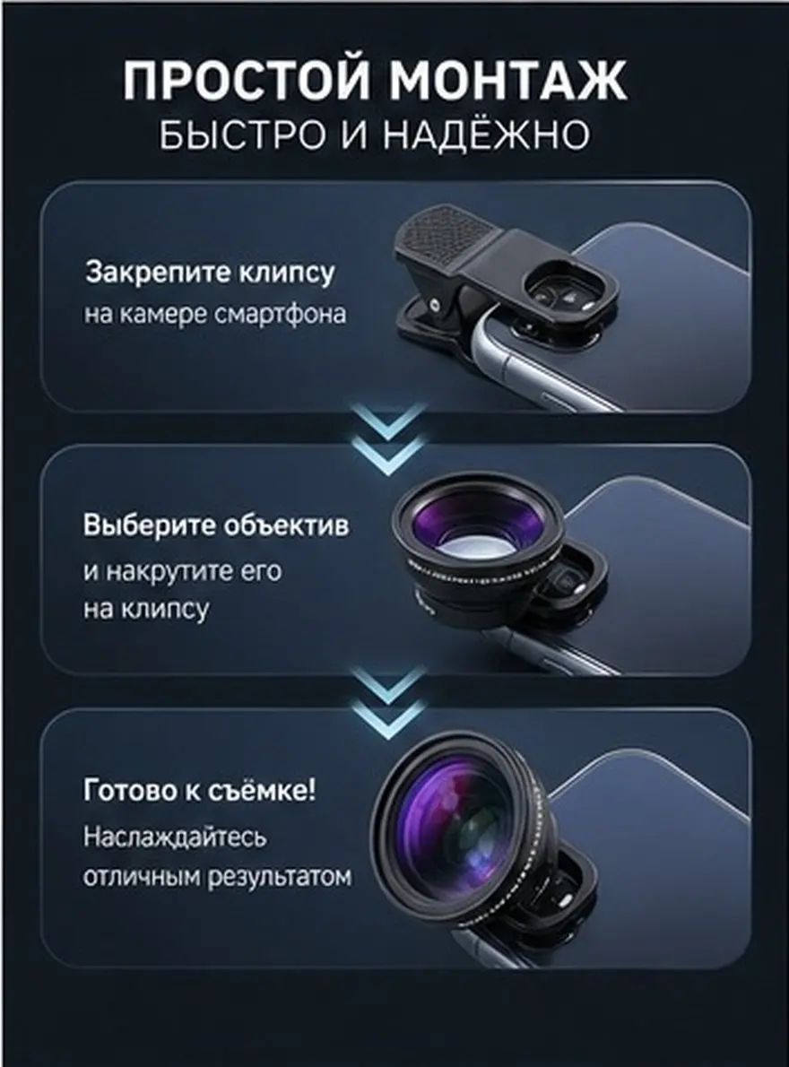 Professional Universal Phone Lens Clip Two-in-One Mobile Phone Lens 37Mm 0.45x 49Uv Black Wide Angle Macro Smartphone Camera
