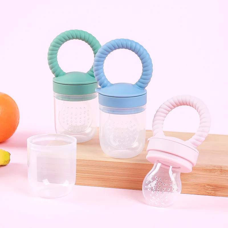In Stock Baby Teething Toy Silicone Teether Fruit Supplement Food Aid Children's Food Grade Teething Stick Wide Mouth Pacifier