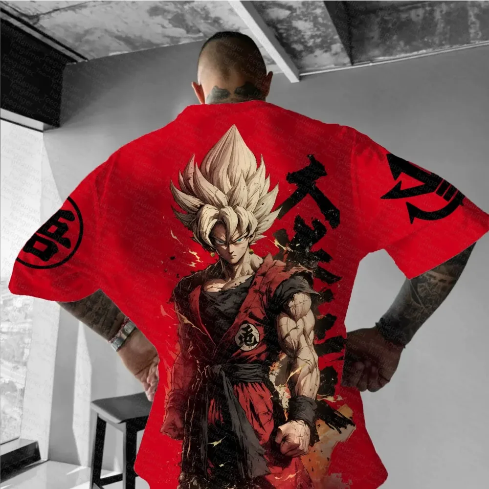 

2025 New Anime Dragon Ball Men Summer T-shirt Harajuku Oversized Vintage Streetwear Women Casual Loose Short Sleeve Unisex Tops