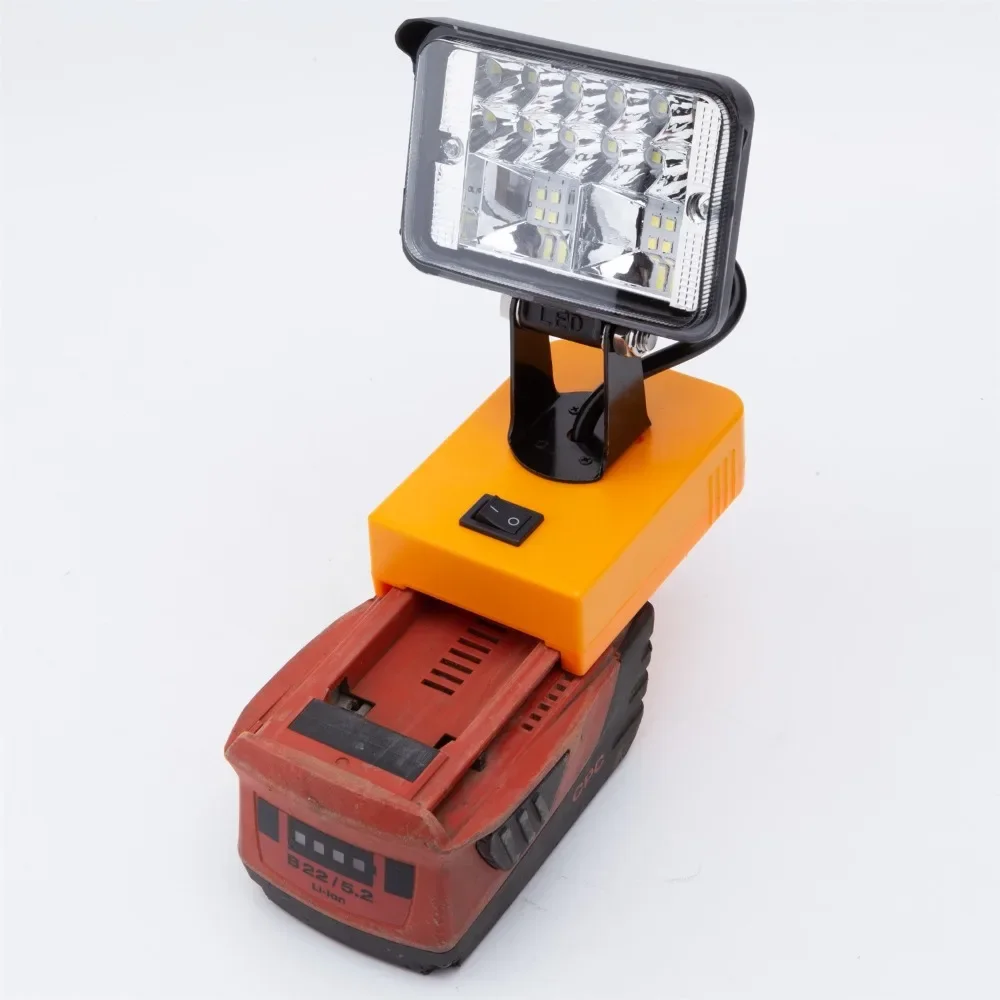 แบตเตอรี่แบบพกพาไฟ LED ทํางานสําหรับ Hilti 22V(B22) แบตเตอรี่ CPC Camping โคมไฟพร้อมพอร์ตชาร์จ USB Type-C (ไม่มีแบตเตอรี่)