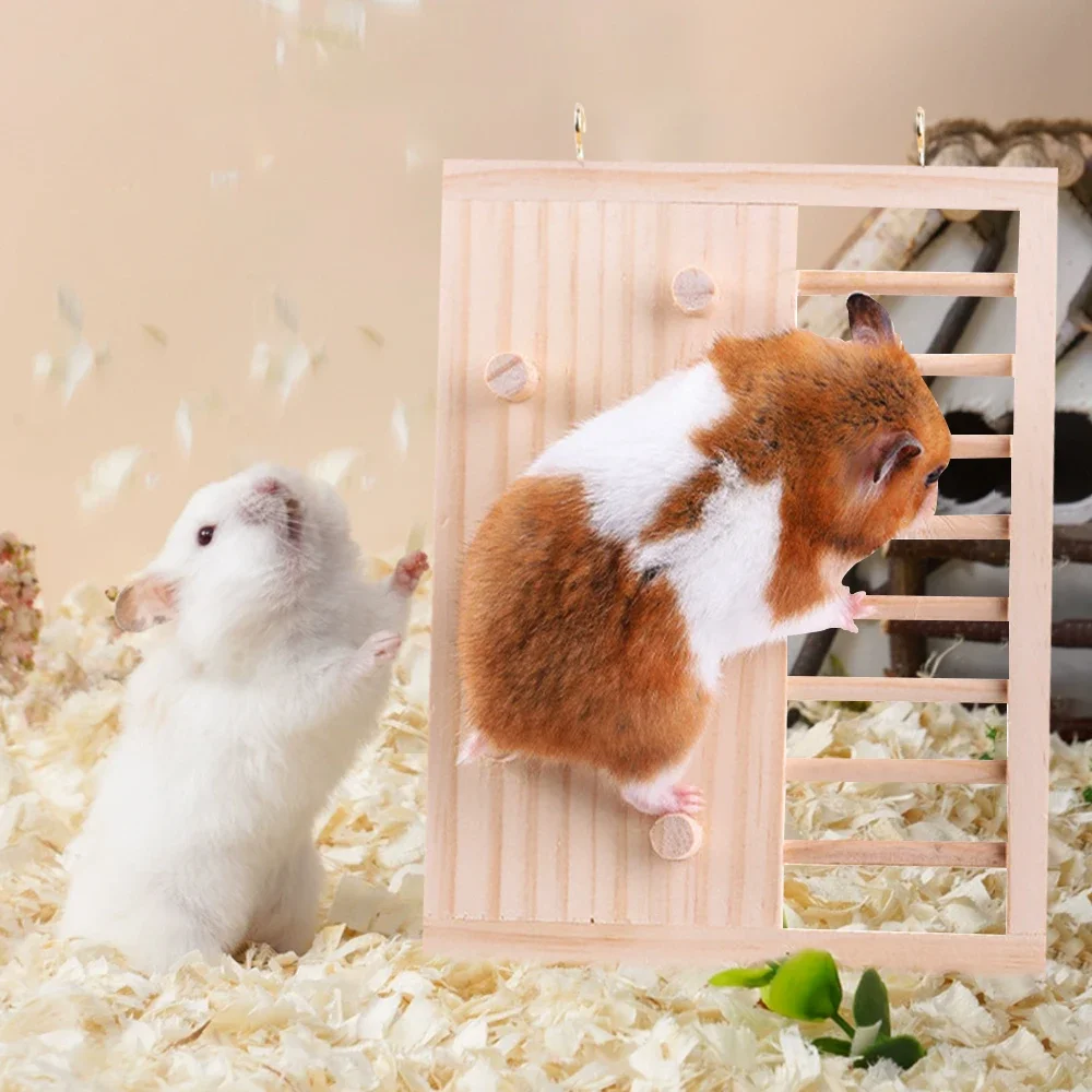 

1pc Wooden Hamster Climbing Ladder Toy Hanging Bridge Jumping Board Playground Toy for Small Animal Hamster Cage Landscaping Toy