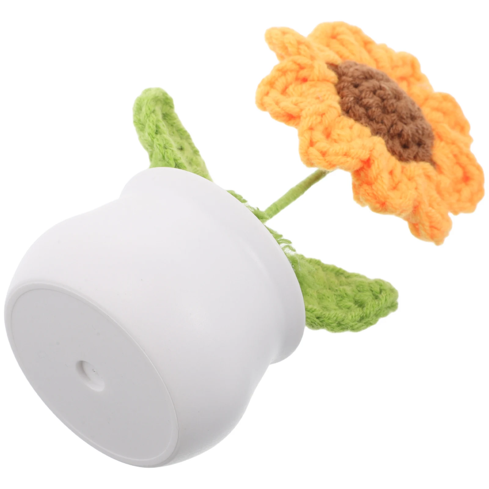 

Simulated Sunflower Artificial Flowers Knitted Mini Crochet Car Decor Handwoven Woolen Plant Ornament Study Desk Accessory