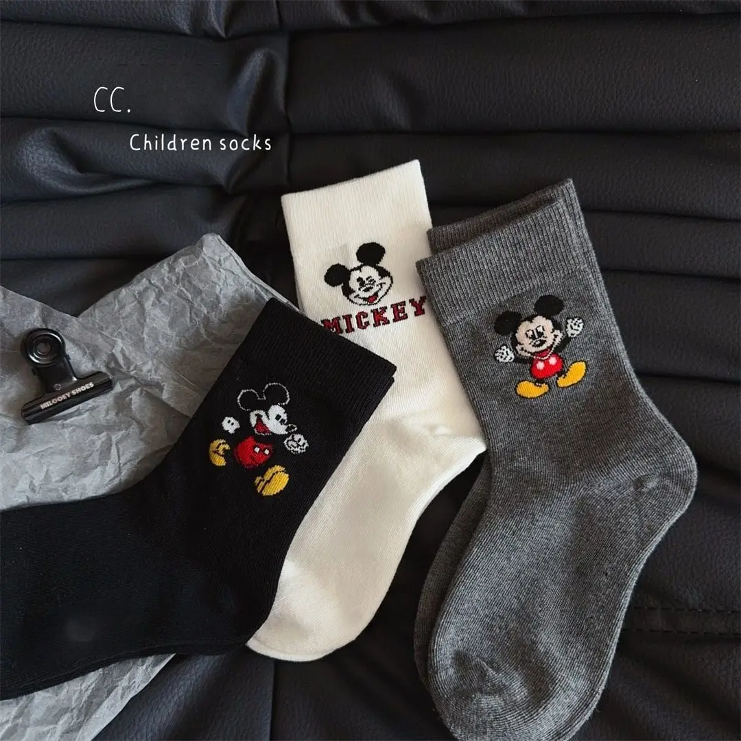 

3Pairs Mickey Mouse Disney Boy's Socks Cartoon Anime Cotton Middle Tube Socks Autumn Winter Comfortable Children's Socks Gifts