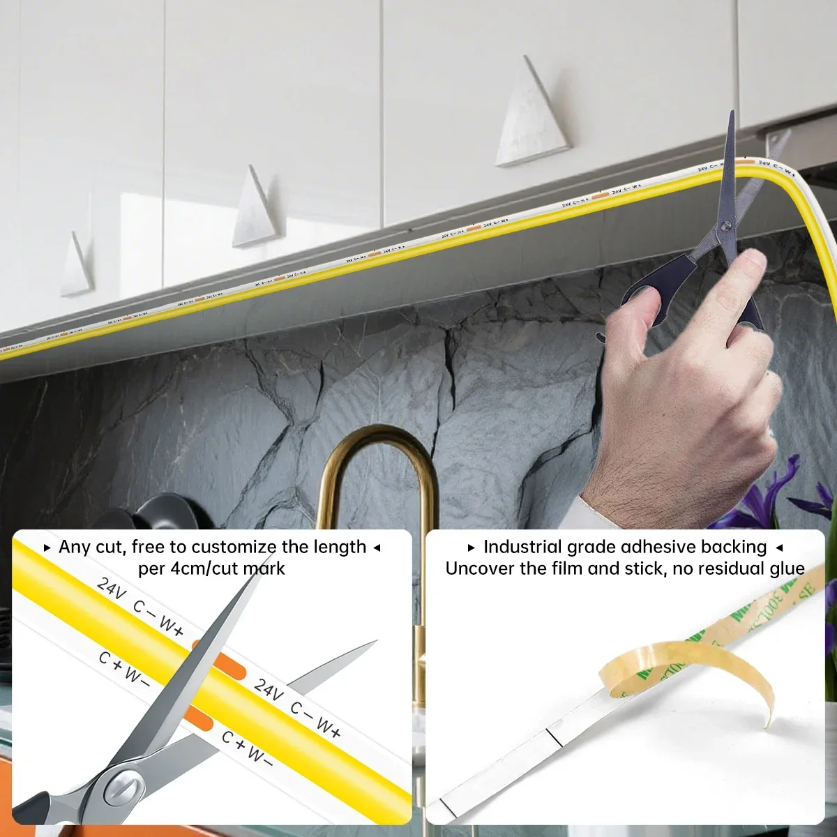 Smart CCT 2700K-6500K Dimmable COB Strip Light 576LEDs/M High Bright With Bluetooth APP Control/Remote Controller For Showcase