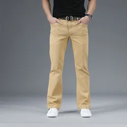 Thin Denim Flare Pants Men Bell Bottom Boot Cut Trouser Men Classic Summer Flared Pant Men Pantalon Homme Black White