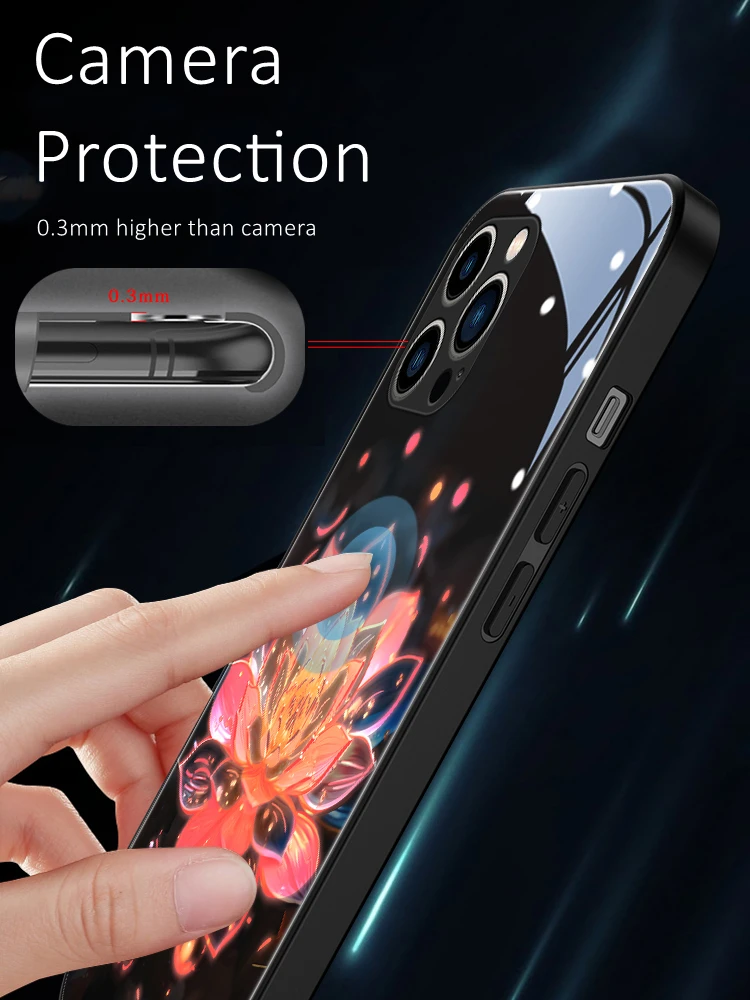 Crystal Lotus Valentine‘s Day Gift LED Light Glowing Luminous Phone Case for iPhone 11 12 13 14 15 X Xs Xr Mini Pro Max Plus