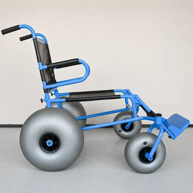 Lightweight Foldable Beach Wheelchair for Elderly with Inflatable Wheels Outdoor Seaside Mobility Cart Scooter