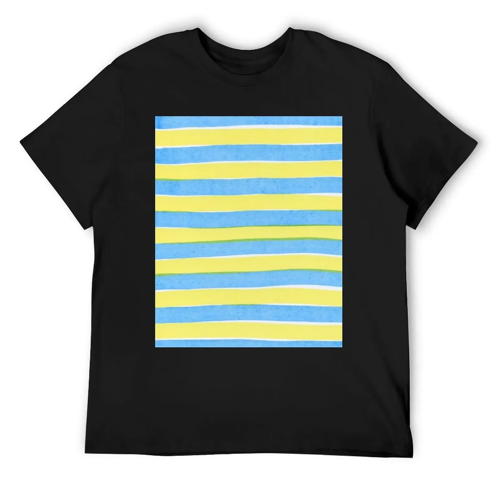 Horizontal yellow and blue striped pattern, stripes T-Shirt summer top new edition oversizeds boys whites men tshirt