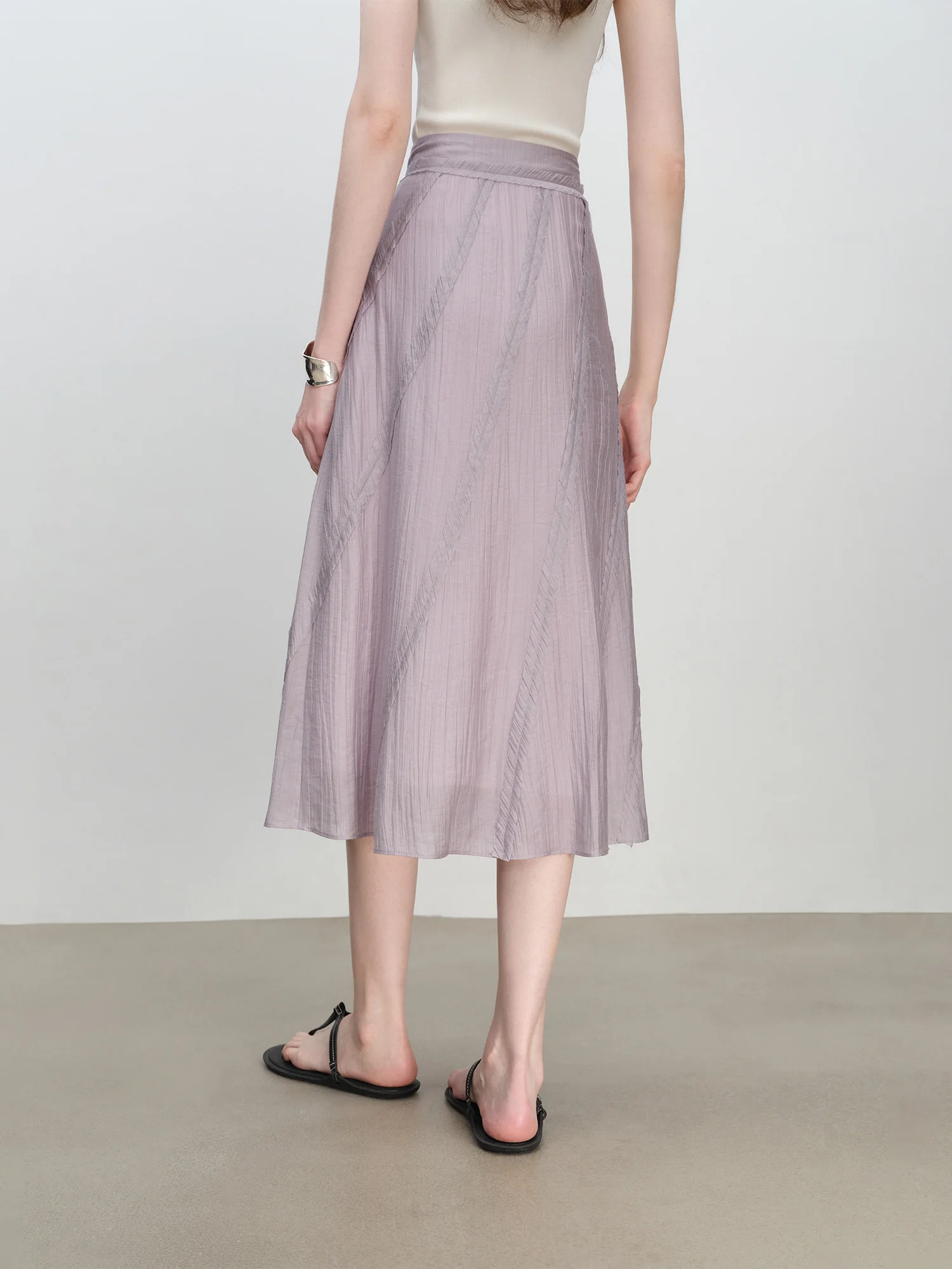ZIQIAO Purple Design Bias-cut Skirt for Women 2025 New Summer Temperament A-line Skirt Long Skirt 25ZQ92380