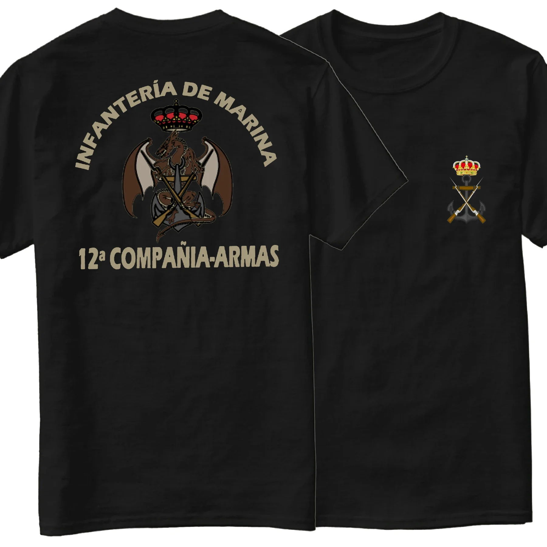 Camiseta Infantería De Marina Española, 12ª Compañía Armas New 100% Cotton Short Sleeve O-Neck T-shirt Casual Mens Top