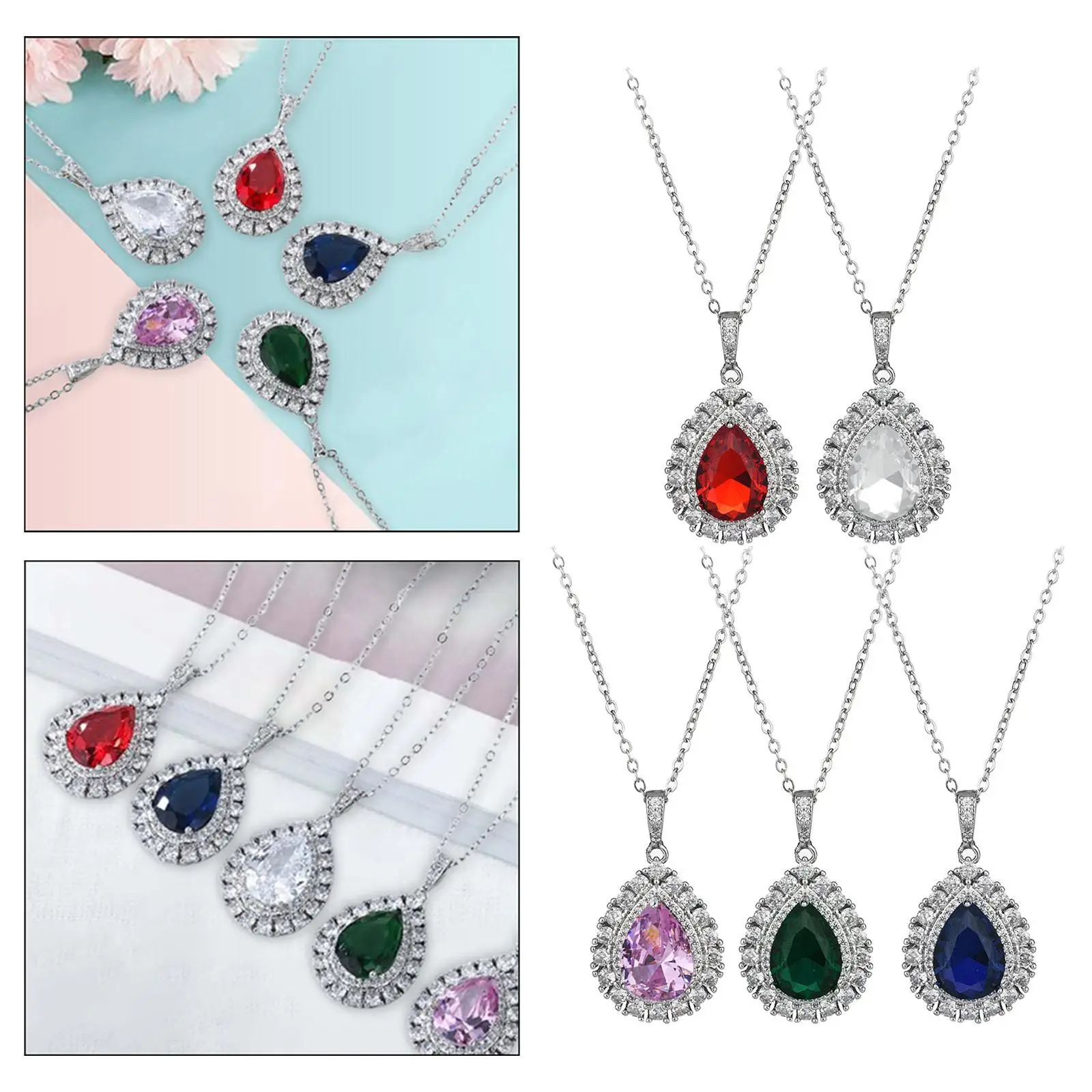 Water Droplet Pendant Necklace Jewelry Necklace for Prop Shopping Banquet