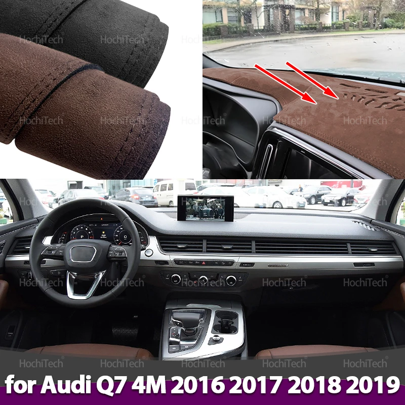 

Dash Mat Carpet for Audi Q7 4M 2016 2017 2018 2019 Car-styling Suede Leather Black/Brown Dashmat Dashboard Cover Pad