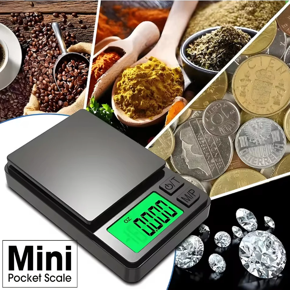 Precision Pocket Scale 1000g 0.1g - Digital Gram, Food, Jewelry, Ounces/Grains Scale with Backlit LCD - Mini Scale for Travel
