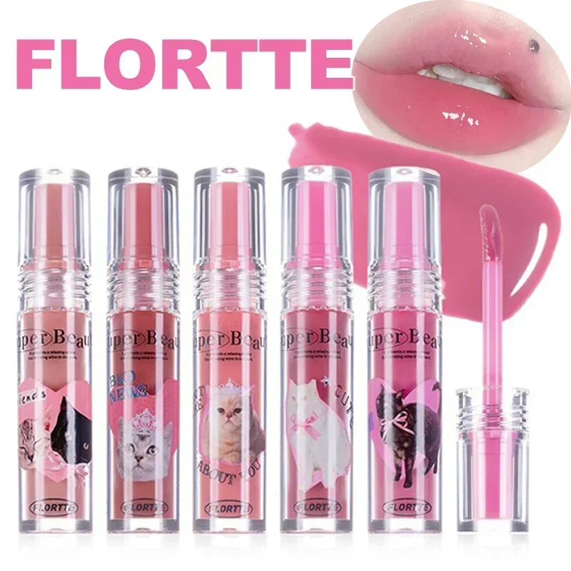 FLORTTE Lip Gloss DuDu Lip Gloss Glaze Moisturizing Lip Glaze Moisturizing Waterproof Liquid Lips Makeup Cosmetics