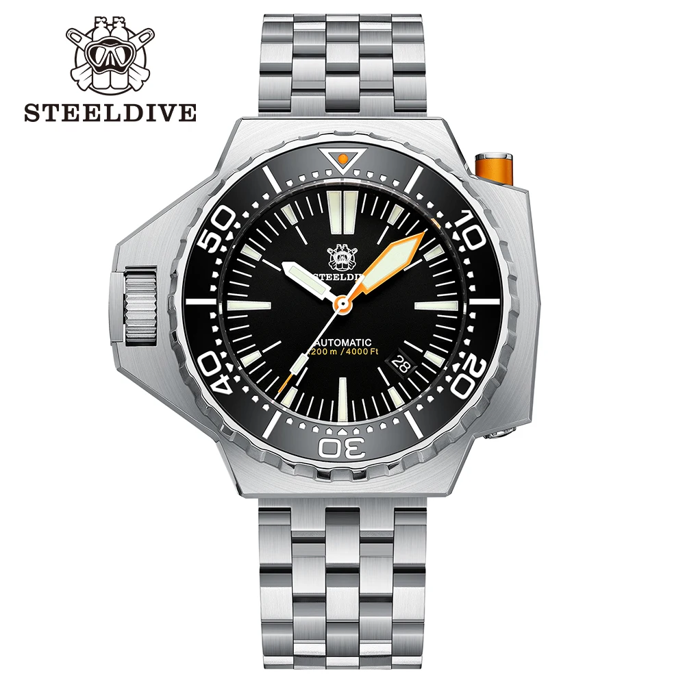 STEELDIVE SD1988 Bi-direction Ceramic Bezel 55.7mm One-peice Case 1200M Waterproof  NH35 Automatic Movement Mens Dive Watches