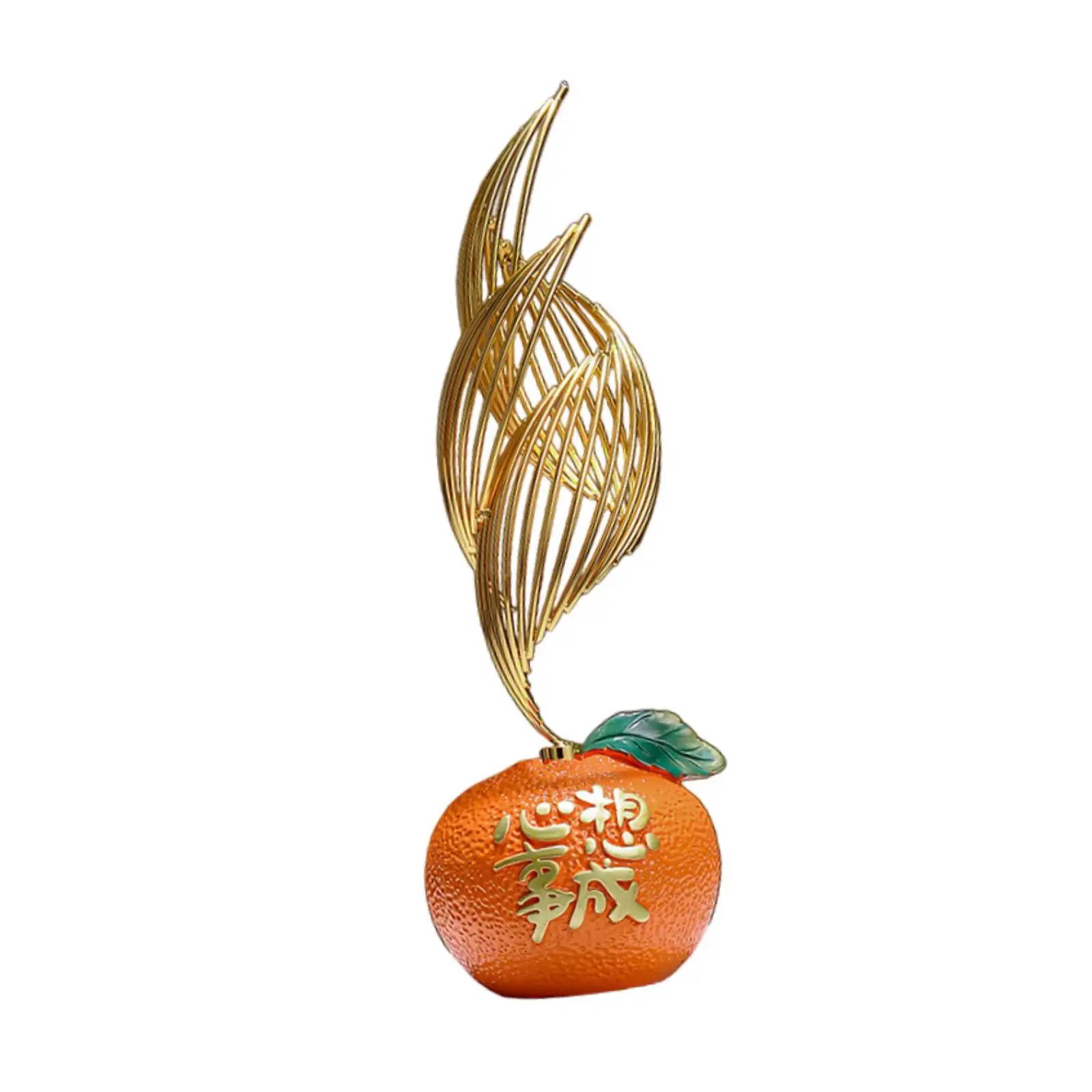 Orange Figurine Chinese Style Decorative Ornament Birthday Gift Fruit Statue for Entrance Bookshelf Entryway Bedroom Home Decor