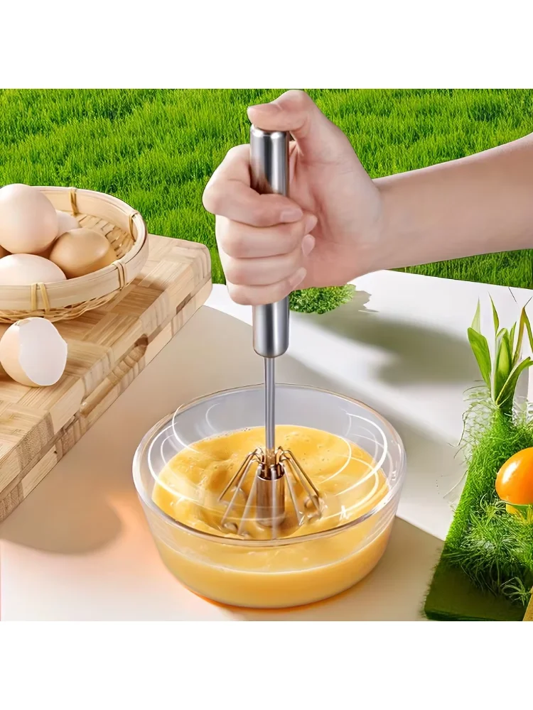 Stainless Steel Egg Beater Durable Semi-Automatic Mixer for Effortless Egg Cream Mixing Stirring and Beating for Kitchen Baking