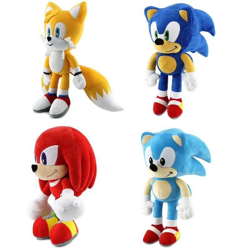 Sonic Plush Stuffed Toy para crianças, boneca fofa, presente de aniversário, Amy Rose, Knuckles Tails, macio, 25-30cm