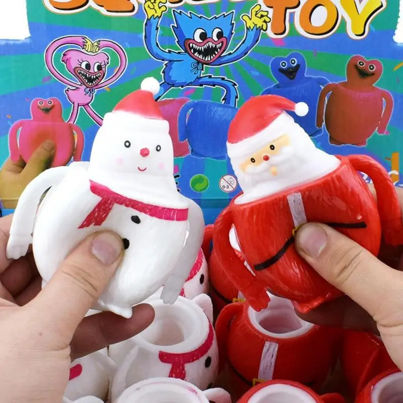 Christmas Squeeze Toys Squishy Anti Stress Reliever Toy Doll Santa Claus Reindeer Christmas Squeezable Sensory Balls for Festive