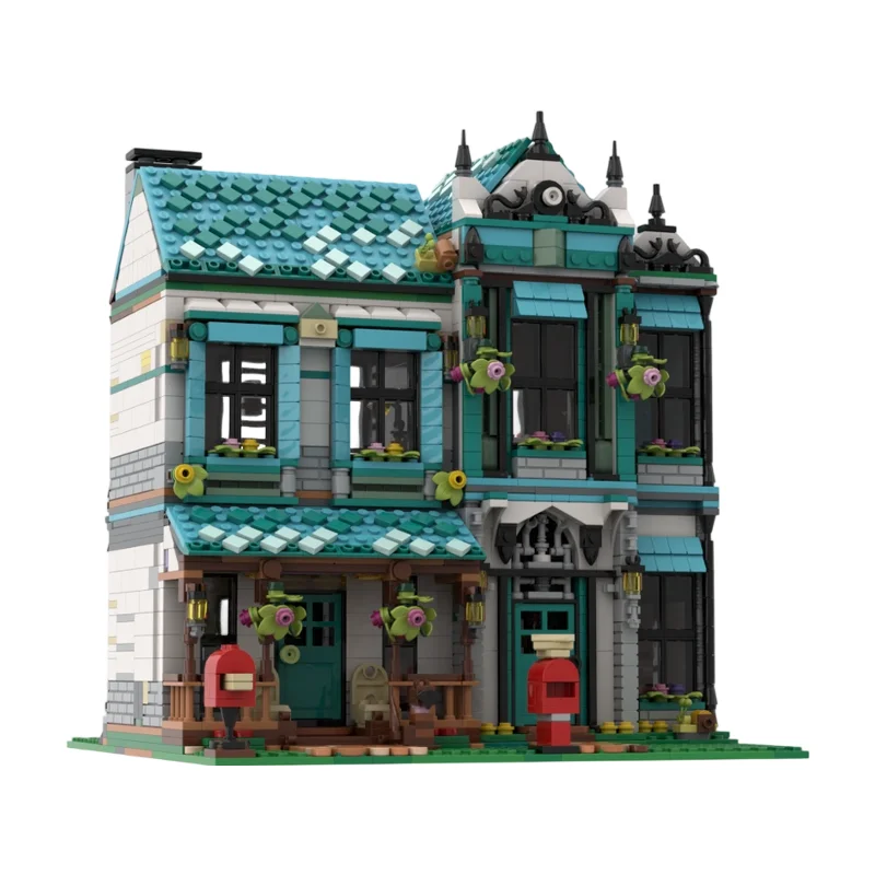 

Креативный набор для сборки MOC: уютный дом с видом на улицу, модель теплой городской улицы для коллекции и демонстрации